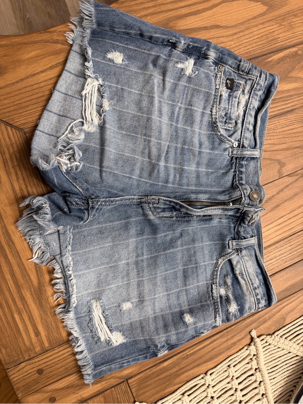 KanCan Light Blue Distressed Denim Shorts